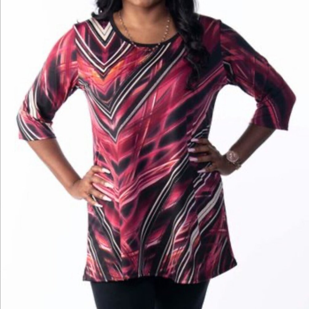 🟩 🟦 Chic Women's Multicolor Tunic Top